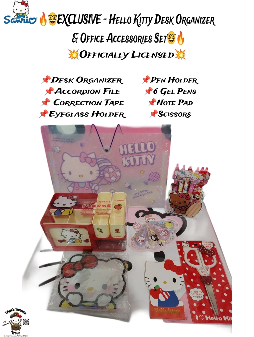 EXCLUSIVE- Officially Licensed Hello Kitty Desk Organizer & Desk Accessories Set